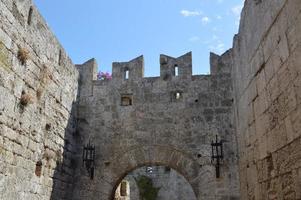 Architecture of Old Town on Rhodos in Greece photo