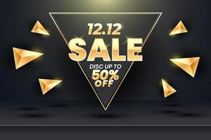 Big sale banner with gold element on 3d realistic fabric texture vector