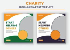 publicación y folleto de caridad en las redes sociales vector