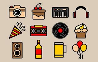Party Flat Icon Set vector