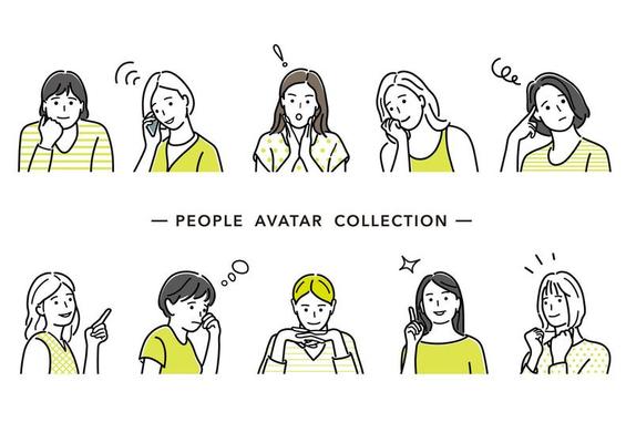 72 Avatar icons vector people collection on Yellow Images Creative Store