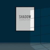 Windows shadow overlay scene and a potrait frame in the room wall vector