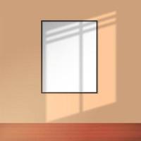 Window shadow overlay scene and white frame on room wall background. Illustration window shadow overlay scene design vector