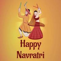 happy navratri - dandia, pareja de garba, ilustración de personaje de dandia, banner de noche de dandia, banner de navratri, no completamente editable. vector