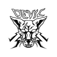 Devil Cat Mascot Silhouette vector