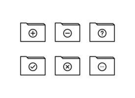 Folder flat line icons. Document file vector illustrations - business paper organizing, computer directory outline signs.