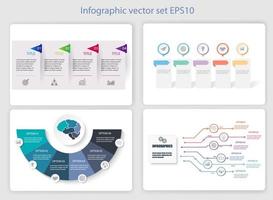 Set of business infographic template with options or process steps for presentation. Modern layout graphic elements design. Vector illustration eps 10