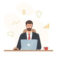 Businessman is working with laptop illustration vector