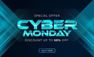 diseño de plantilla de banner de venta, venta de cyber monday hasta 50 por ciento de descuento vector