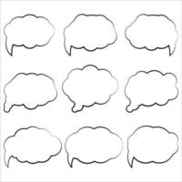 Black and wihte comic balloon collection of cloud with balanced outline vector