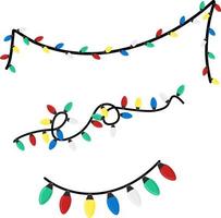 Holiday vector lightning garland red, blue, yellow and green. Decoration elements collection