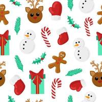 Christmas holiday vector seamless pattern with traditional decor. For printing, wrapping paper, scrapbook and other winter backgrounds.