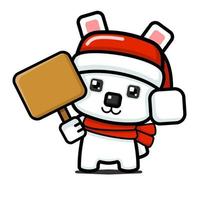 Cube Style Cute Polar Bear Holding Board vector