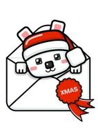 Cube Style Cute Polar Bear In An Envelope vector