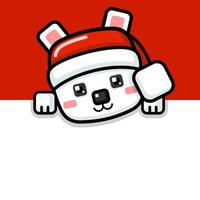 Cube Style Cute Polar Bear Peeking vector