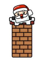 Cube Style Cute Santa Claus In The Chimney vector