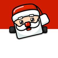 Cube Style Cute Santa Claus peeking vector