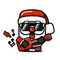 Cube Style Cute Santa Claus Playing Electric Guitar vector