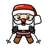 Cube Style Cute Santa Claus Skiing vector