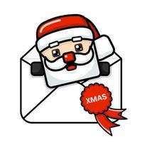 estilo cubo lindo santa claus en un sobre vector