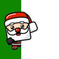 estilo cubo lindo santa claus mirando detrás de la pared vector