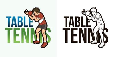 Ping Pong or Table Tennis Text with Sport Player vector