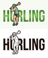 Hurling Text with Sport Player Graphic Vector