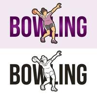 Bowling Text with Sport Player vector