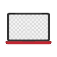 Red color laptop mockup vector flat design