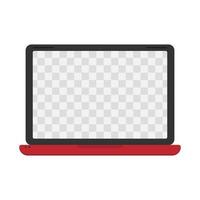 Red color laptop mockup vector flat design