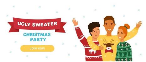 Ugly sweater Christmas party banner. vector