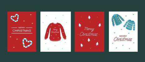 Set of Christmas Card templates. Vector Sweater and lettering