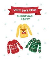 ugly christmas sweater party invite vector