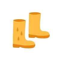 yellow rubber boots. autumn shoes vector