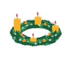 Advent wreath with candles and decor vector