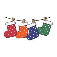 Vector illustration of hanging socks