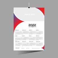 red colored 12 month 2022 wall calendar vector