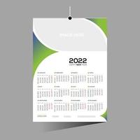 green colored 12 month 2022 wall calendar vector