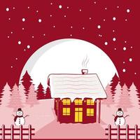 Winter village Christmas house background vector