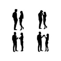 dating couple silhouette white background vector