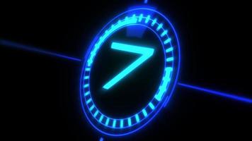 Digital Neon bright glowing countdown timer from 10 to 0 video