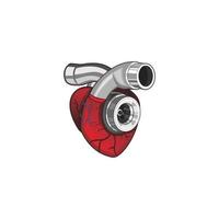 heart turbo red  automotive vector