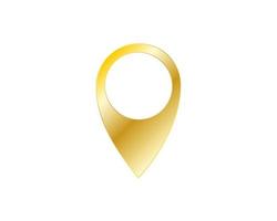 Golden marker location icon. Vector illustration. Golden map pointer isolated on white background.