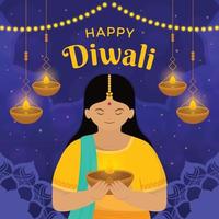 concepto de saludo feliz diwali vector