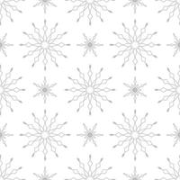 Seamless pattern with silver snowflakes on white background. Festive winter traditional decoration for New Year, Christmas, holidays and design. Ornament of simple line repeat snow flake vector