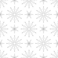 Seamless pattern with silver snowflakes on white background. Festive winter traditional decoration for New Year, Christmas, holidays and design. Ornament of simple line repeat snow flake vector