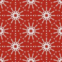 Seamless pattern with white snowflakes on red background. Festive winter traditional decoration for New Year, Christmas, holidays and design. Ornament of simple line repeat snow flake vector