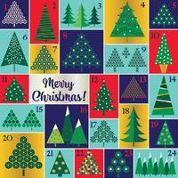 Christmas Advent Calendar with Christmas Trees vector