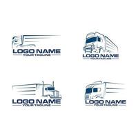 semi truck line art logo vector