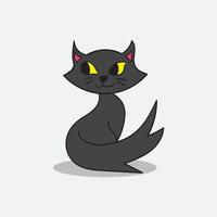 diseño de dibujos animados de gato negro. linda ilustración de gato para una plantilla de libro. vector